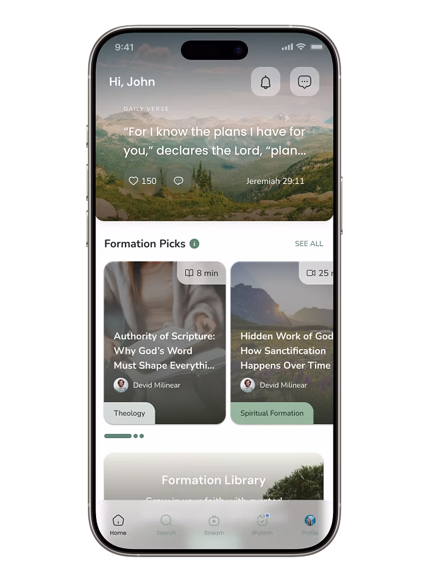 FaithOnline app home screen